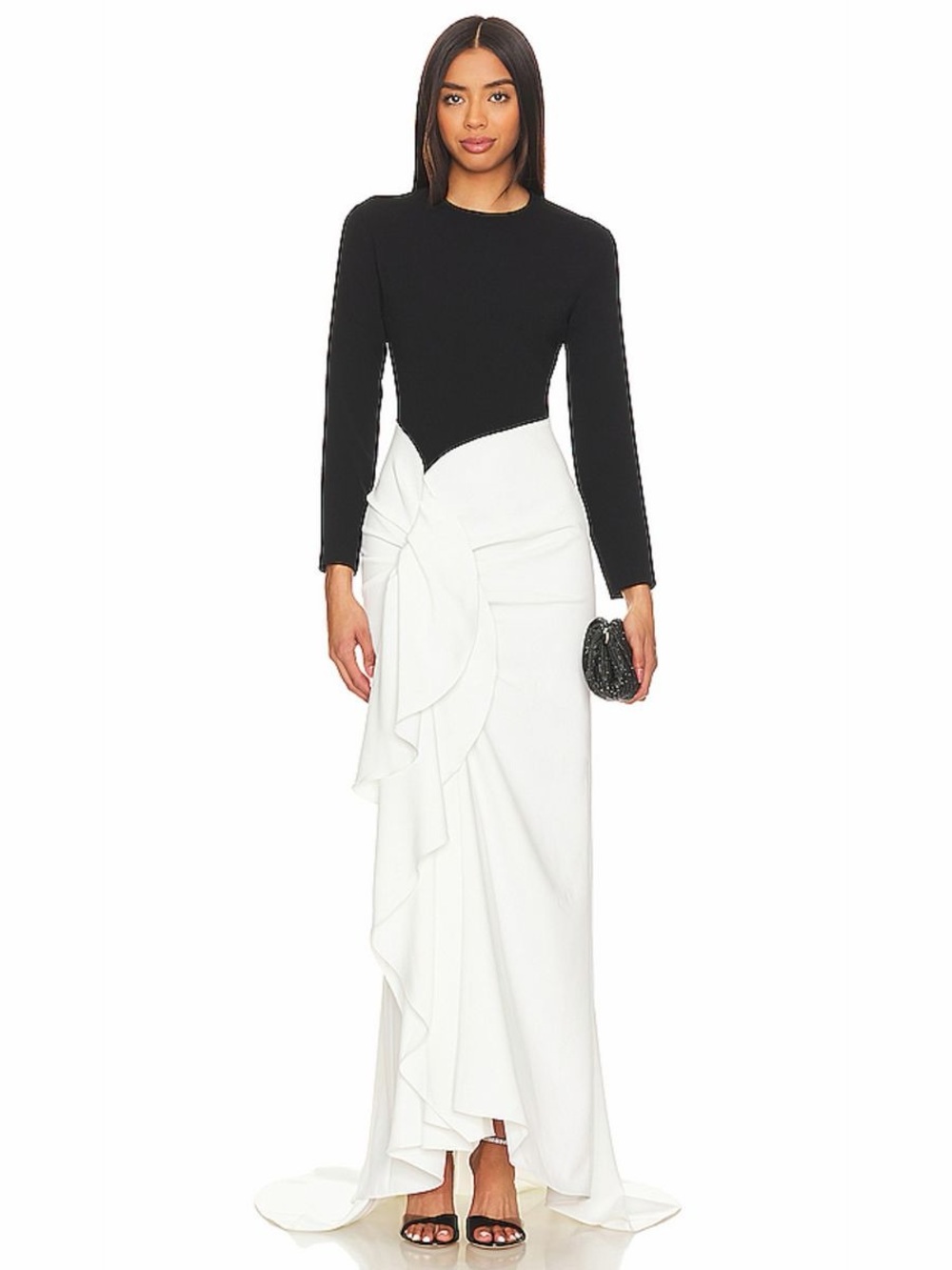 Solace London Nia Maxi Dress in Black & Cream